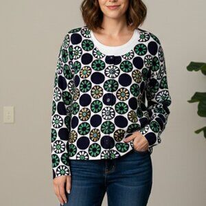 Charter Club Long Sleeve Floral Embellished Cardigan Sweater XL